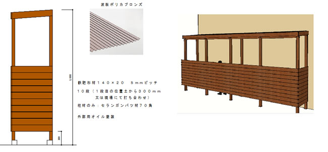 木製サイクルポートのパース